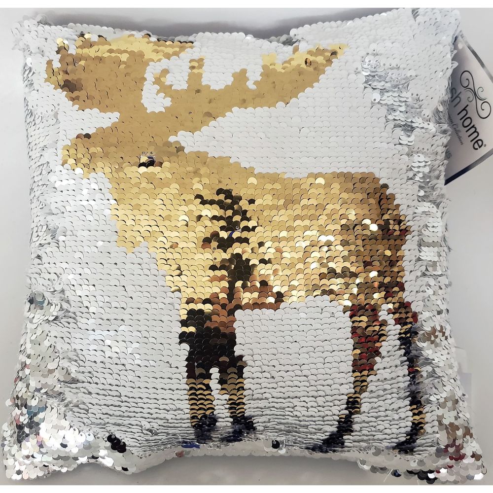 POSH HOME Magic Moose Blue/Silver/Gold/White Sequin Decorative Colorful Throw Pi